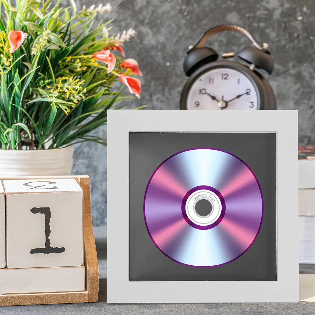 Wooden Vinyl Record Storage Box Frame White Desktop Cd Wall Display Holder Album Cover Organizer Case Office Desk Showcase Rack