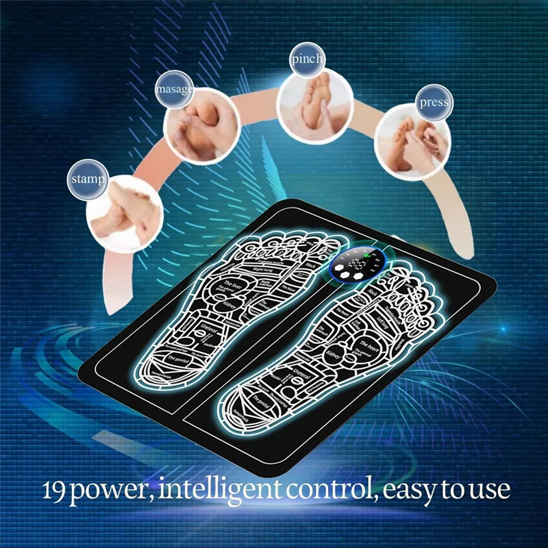 EMS-Fußmassagegerät, faltbar, für Füße und Waden, Akupunkt-Massagematte für Muskeln, Entspannung, Schmerzlinderung, 8 Modi und 29 Intensität, langlebig, B