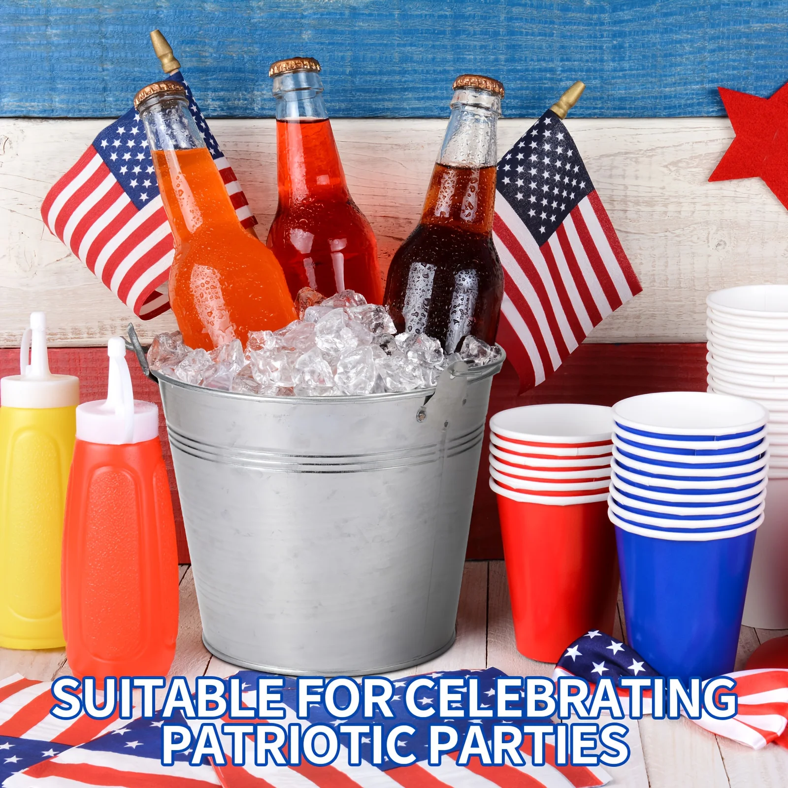 24 Pack Heavy-Duty Galvanized Metal Buckets - Rust-Resistant, Stackable Small Ice Buckets with Handles, Food-Safe for Party