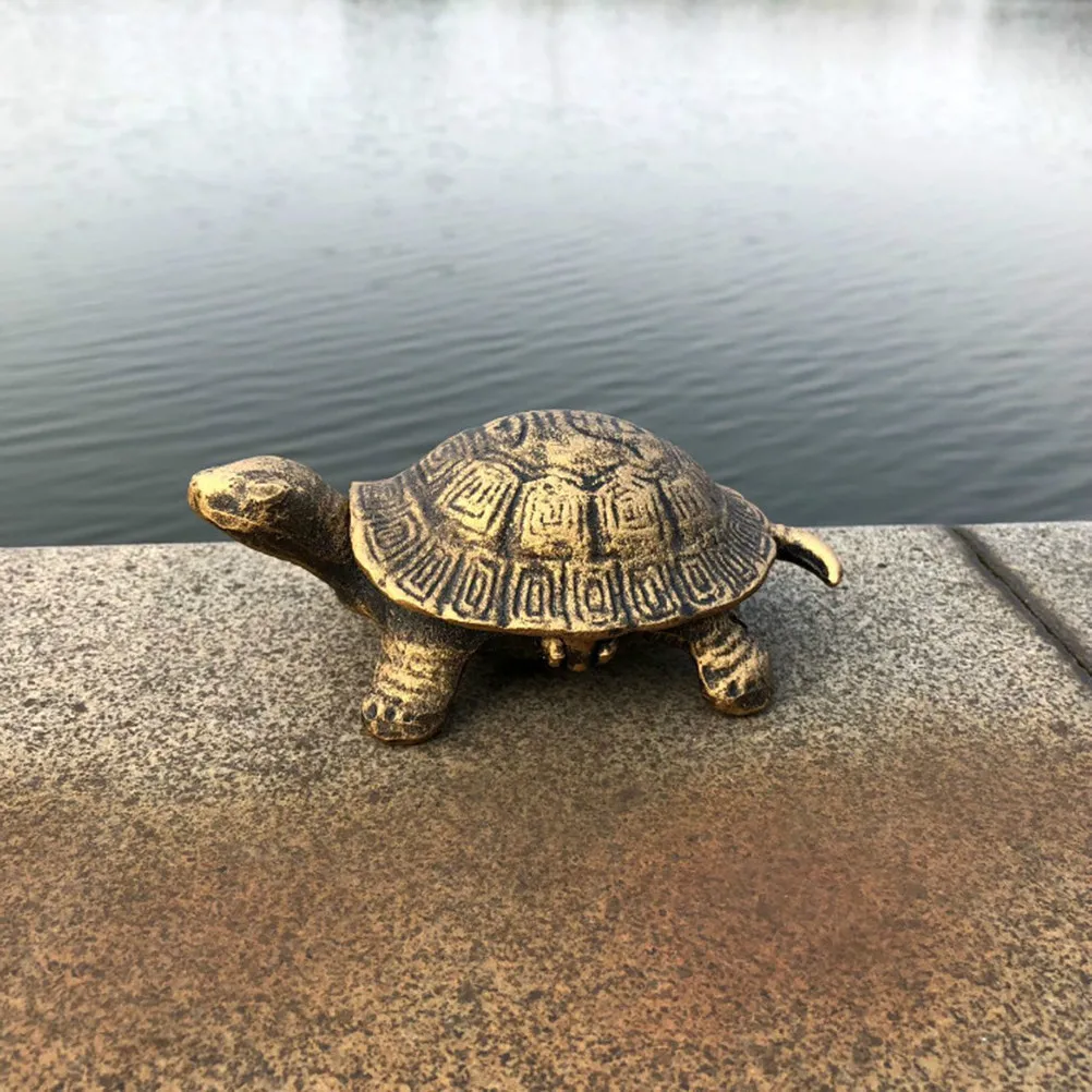 Turtle Room Decor Metal Cast Iron Ashtray Ornaments Office Retro Vintage Cute Figurine Decorative