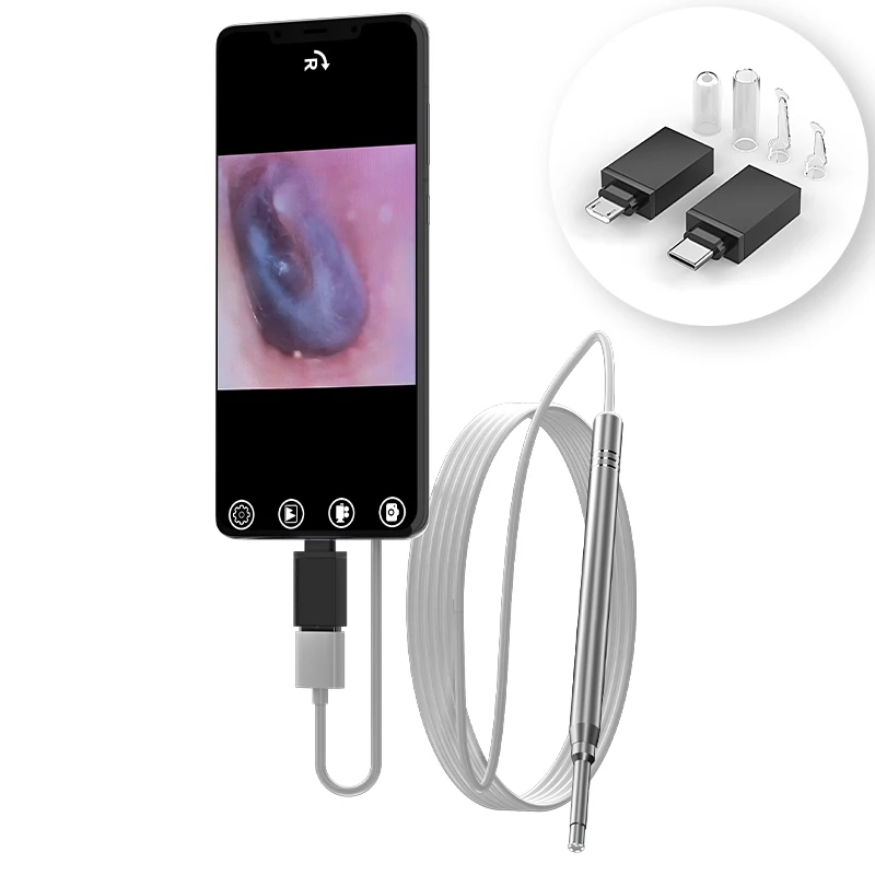 TYPE-C Ear Cleaner Endoscope USB C Ear Otoscope Camera 5.5MM 3.9MM Lens Visual Ear Picker Ear Spoon 6LEDs For Android Phones PC