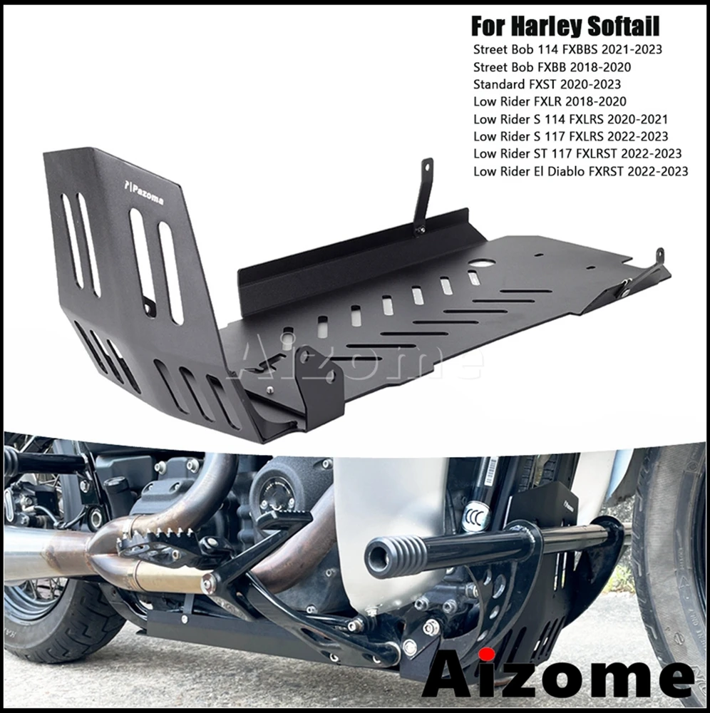 Highway Pegs Front Rear Crash Bar Engine Frame Skid Plate Guard For Harley Softail Street Bob FXBB FXBBS Low Rider S ST 2018-23