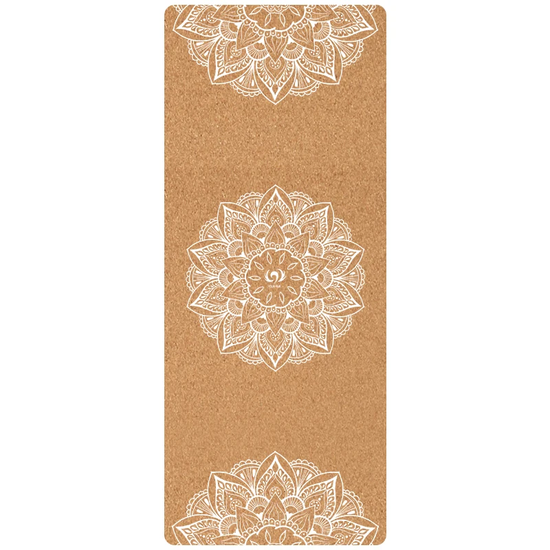 

Yoga Mats Premium Custom Printed Eco Friendly Anti-slip Natural Rubber Cork Yoga Mat with a Cork Yoga Bag Set