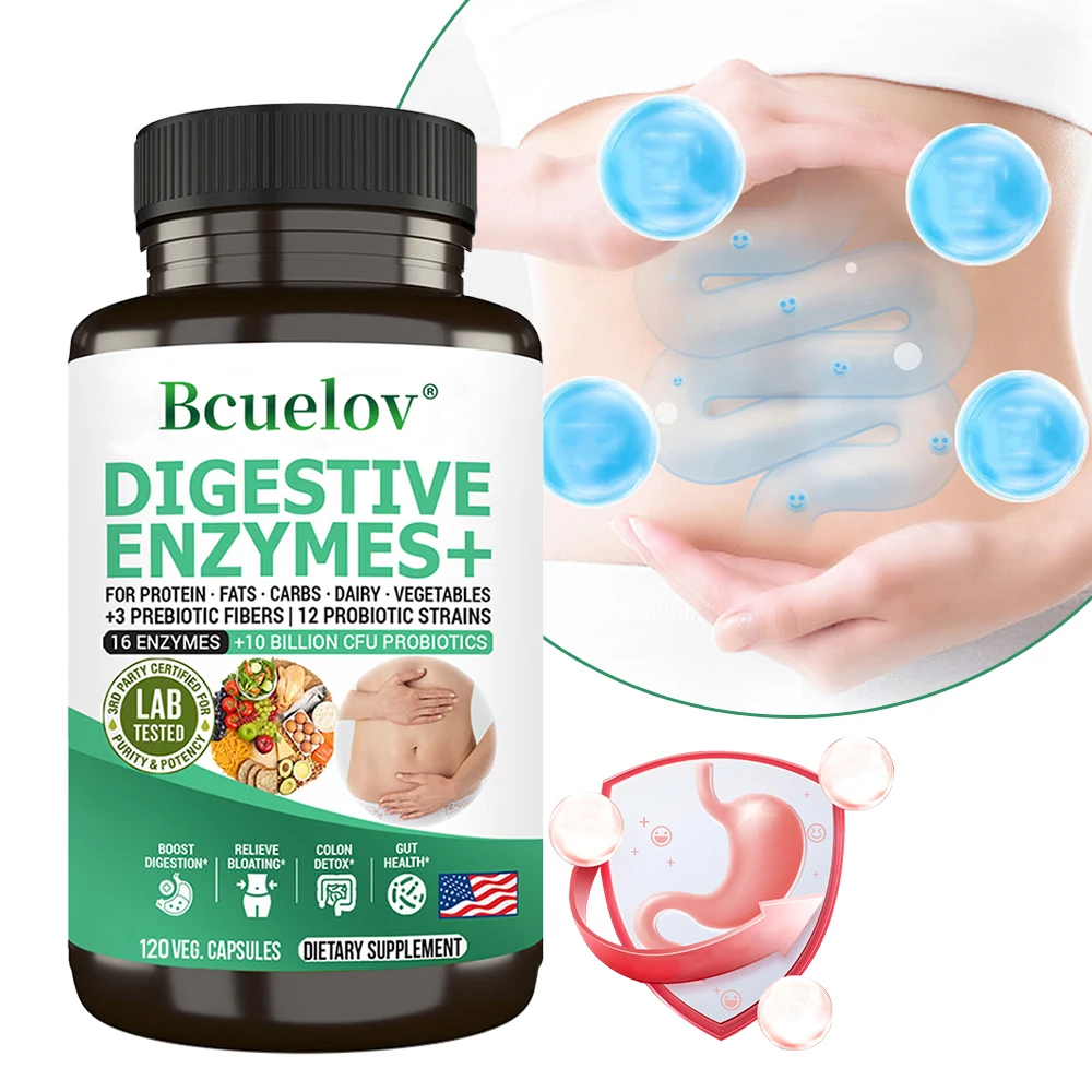 Digestive Enzyme Supplement - Prebiotics+Probiotics (10B CFU), Gut Health, Nutrient Absorption, Support Immune & Digestive