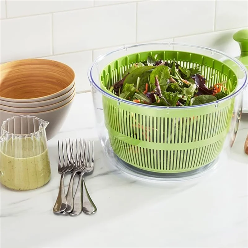 CHCH Large Spin Stop Salad Spinner Wash,Spin & Dry Salad Greens Wash Fruits & Vegetables, 5Qt