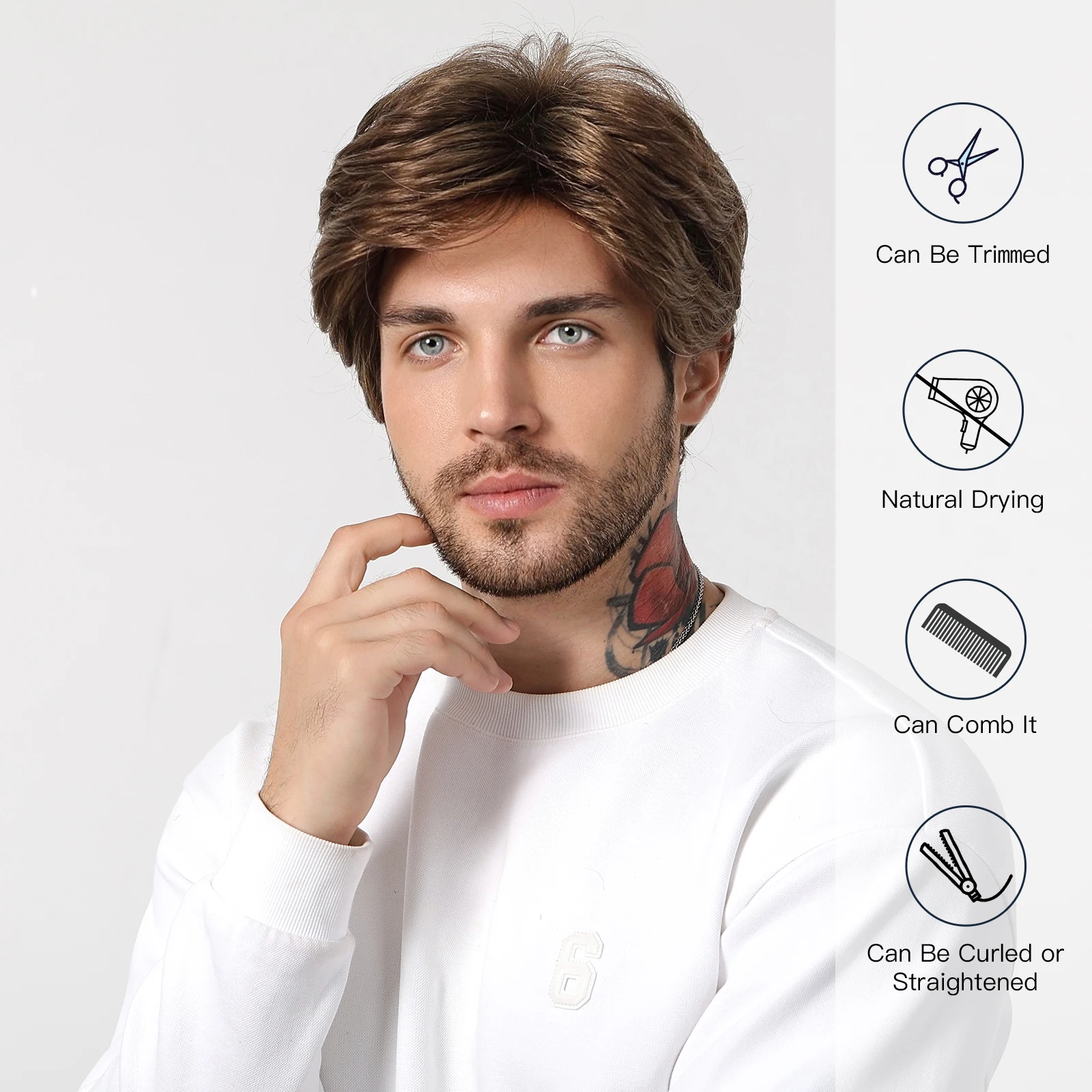 วิกผมสังเคราะห์ผู้ชายสีน้ําตาล - Men'S Grooming Haircut บทวิจารณ์และราคา