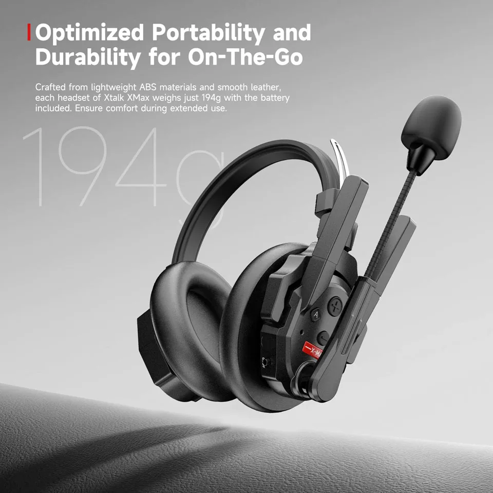 SYNCO Xtalk XMax Series 2.4G Dual-Ear Wireless Intercom System Noise Isolation Cancellation Team Communication Bluetooth Headset