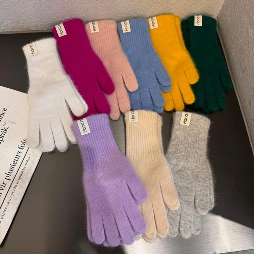 Full Finger Women Winter Warm Gloves Candy Colors Elasticity Touch Screen Knitted Gloves Protection From Cold Windproof