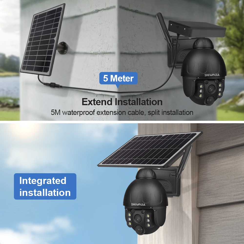 SHIWOJIA Outdoor 4G Solar Kamera 3MP HD Sicherheit Solar Panel CCTV Video Überwachung PIR Monitor Wasserdichte Farbe Nacht Cam