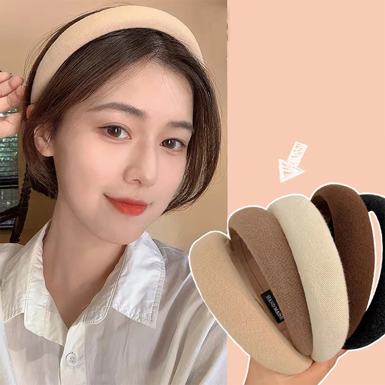 1pc Macaron Color Wide-brimmed Sponge Headband for Women Korean Style Fashion Girl Face Wash Hairband