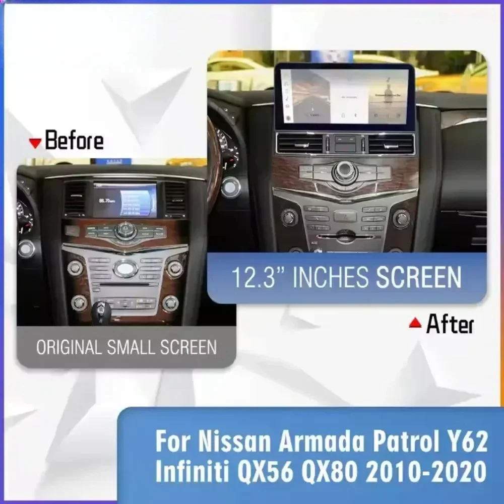 Android 12.3  Car Stereo Car DVD Player Car DVD Player Fo Patrol Y62 QX80 Stereo