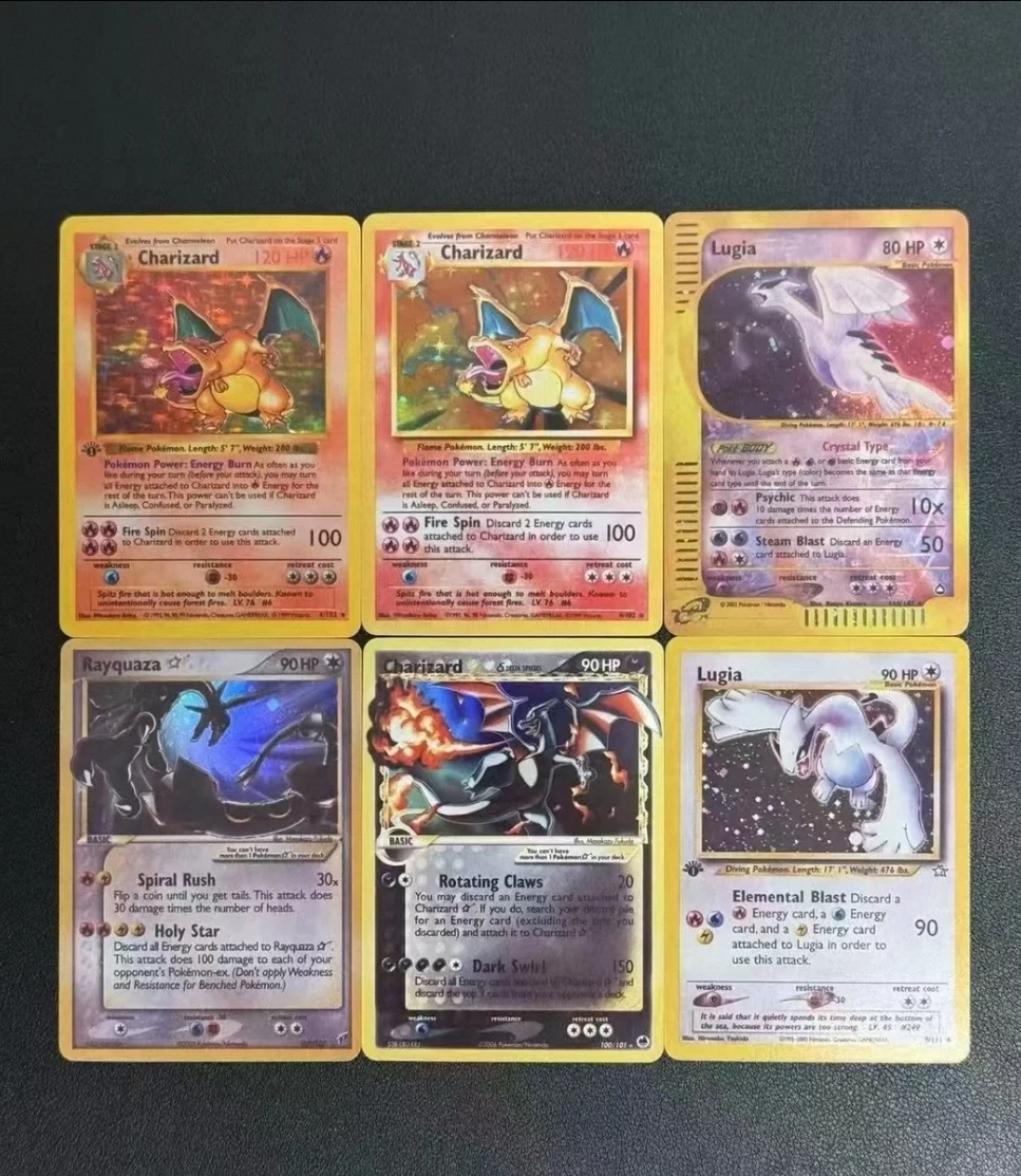 DIY TCG  Piece Collection Cards  Charizard Lugia Rayquaza Copy Card Anime Game Gift Toy 6PCS