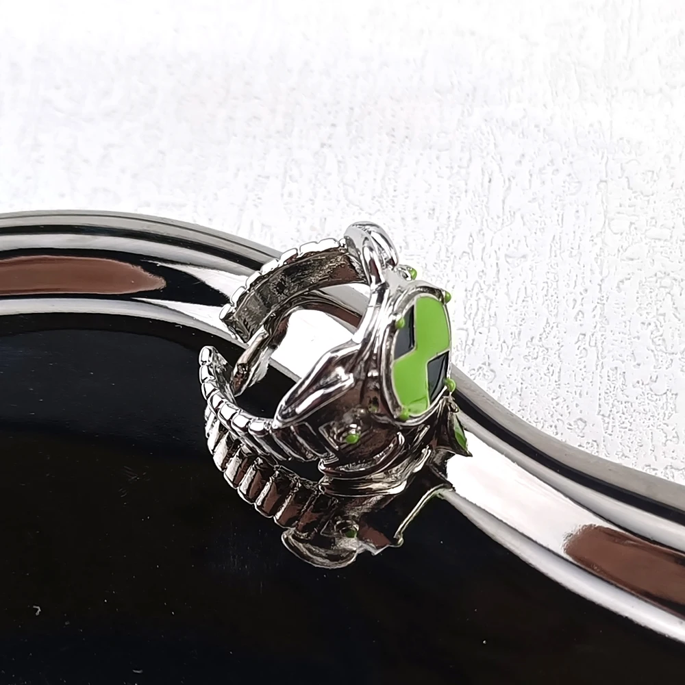 Anime Ben 10 Omnitrix Cosplay Ring Unisex Punk Goth Trendy Cartoon Personality Finger Rings Jewelry Accessories Gift