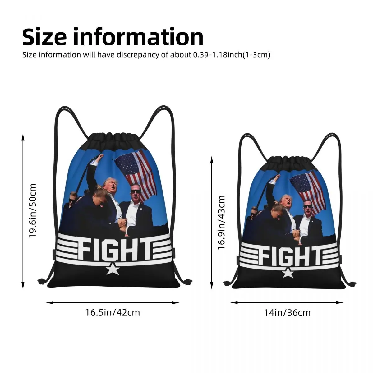 2024 Trump Fight For America Drawstring Backpack Sports Gym Bag Trump Shot Meme String Sackpack for Exercise