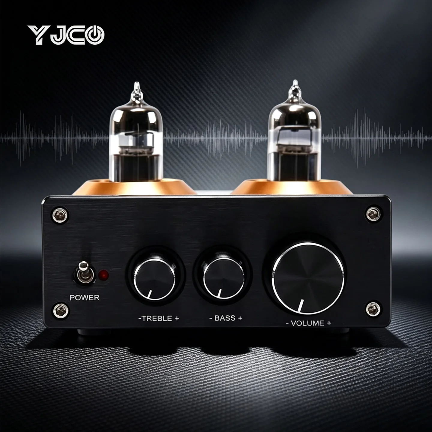YJCO 6J5 Vacuum Tube Preamplifier Hi‑Fi Bluetooth 5.0 Audio Preamp Treble Bass Tone Control RCA Input DC12V 2A Home Pre‑amp