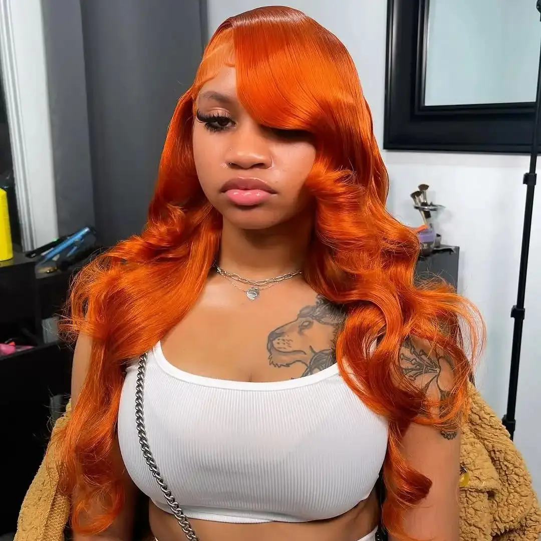 

Brazilian Colored Ginger 13x6 Hd Transparent Lace Front Wig Human Hair 30 Inch Lace Frontal Wig High Density Lace Wigs For Women
