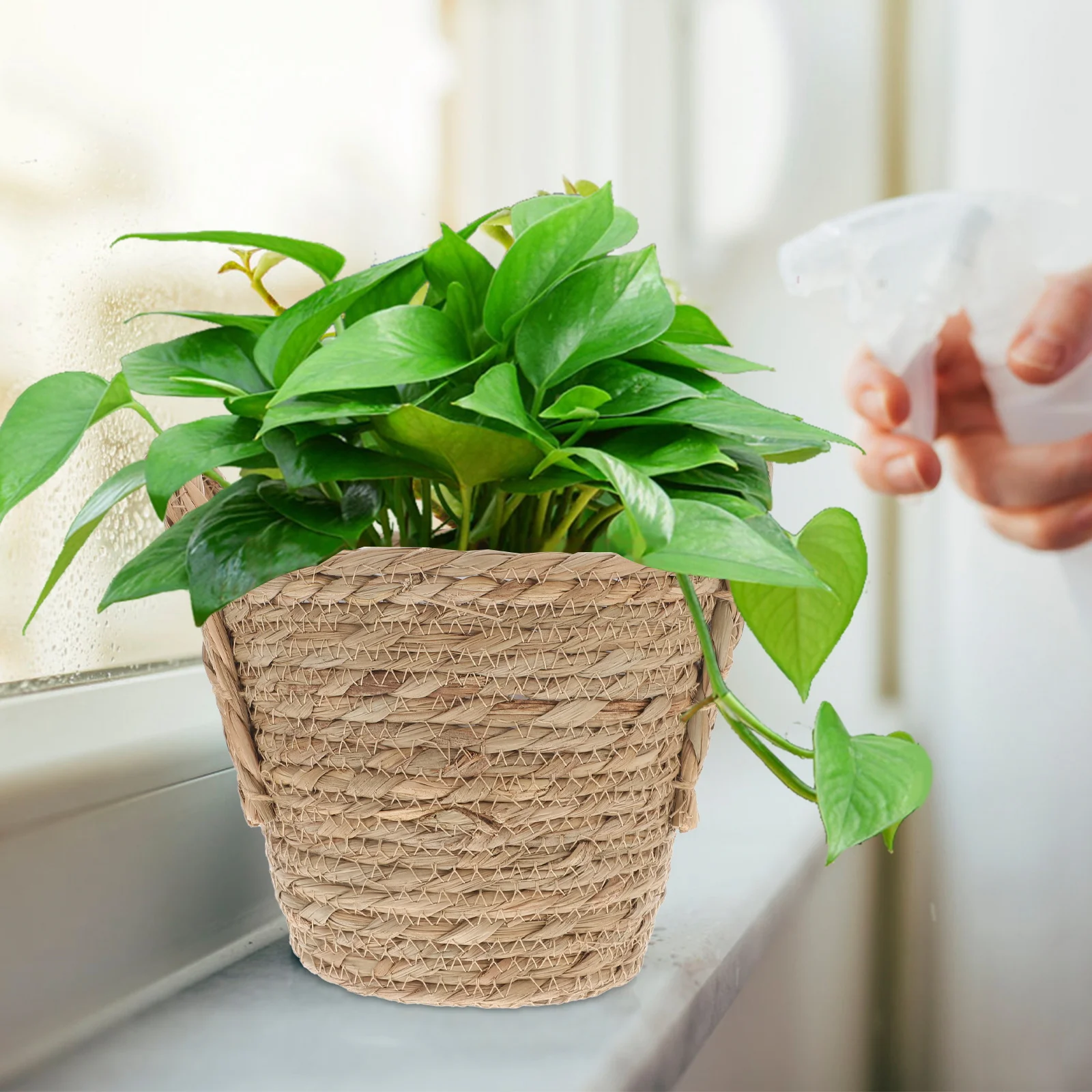 

1pc Seagrass Flowerpot 20Cm Retro Braided Planter Basket For Indoor Plants Storage Holder Vintage Flower Vase Boho Succulent Pot