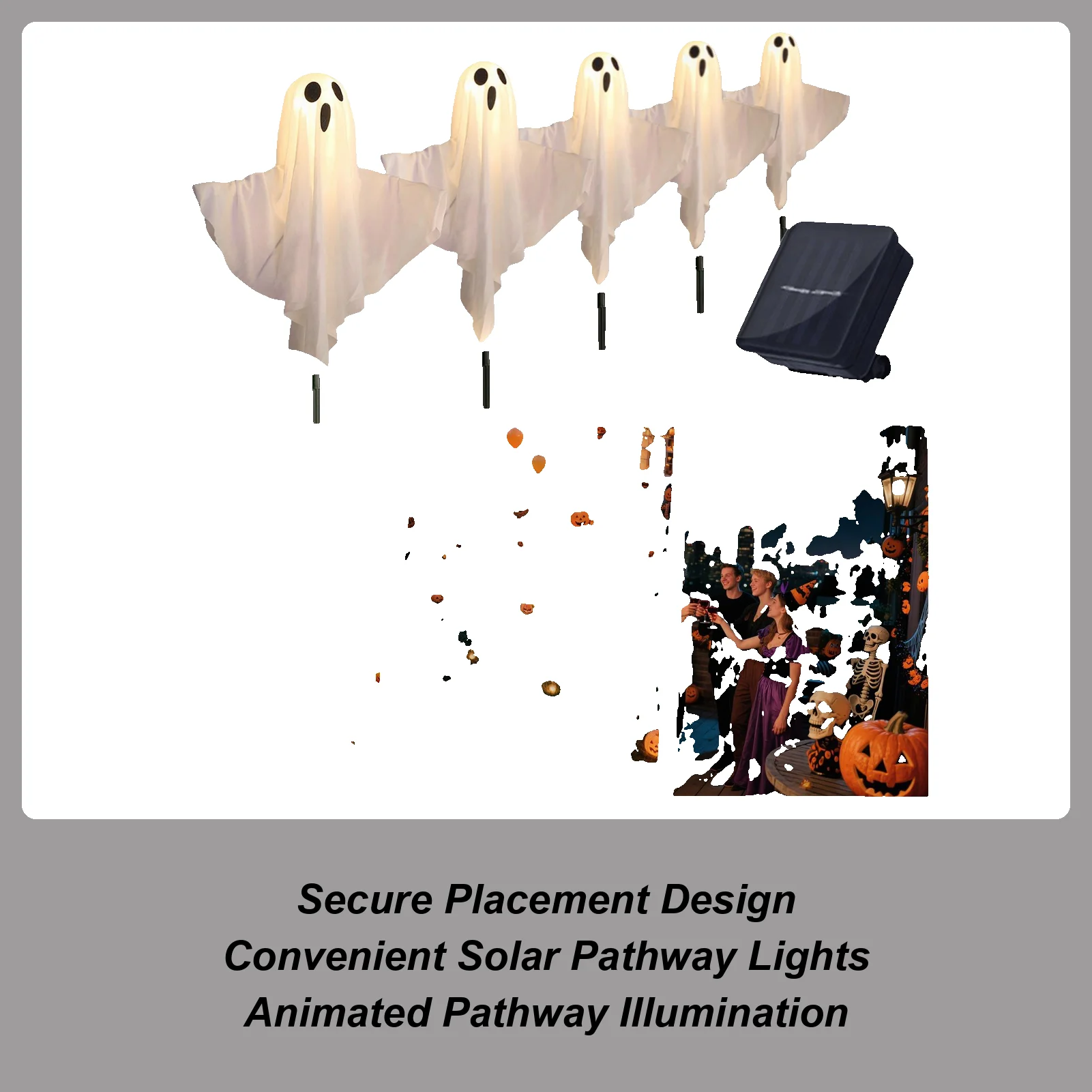 

Солнечные дорожки, Хэллоуин, призрак, дорожка, солнечные фонари для двора, 5 шт., водонепроницаемые светодиодные ночные украшения для сада, двора
