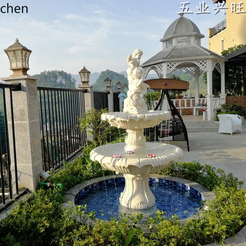 High-End Garden Fountain Garden Fish Pond Water Feature Villa Courtyard Large Flowing Water Sculpture Ornament