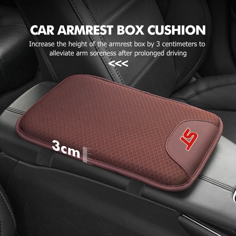 Car Central Armrest Ice Silk Pad Arm Rest Seat Box Cushion Cover For Ford ST Racing RS S Mustang Kuga Fiesta Fusion Mondeo Edge - view 2