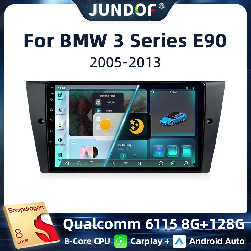 

9 inchin For BMW 3-Series E90 E91 E92 E93 Android 13 Car Radio Multimedia Player Stereo Navigation GPS WIFI Screen Carplay