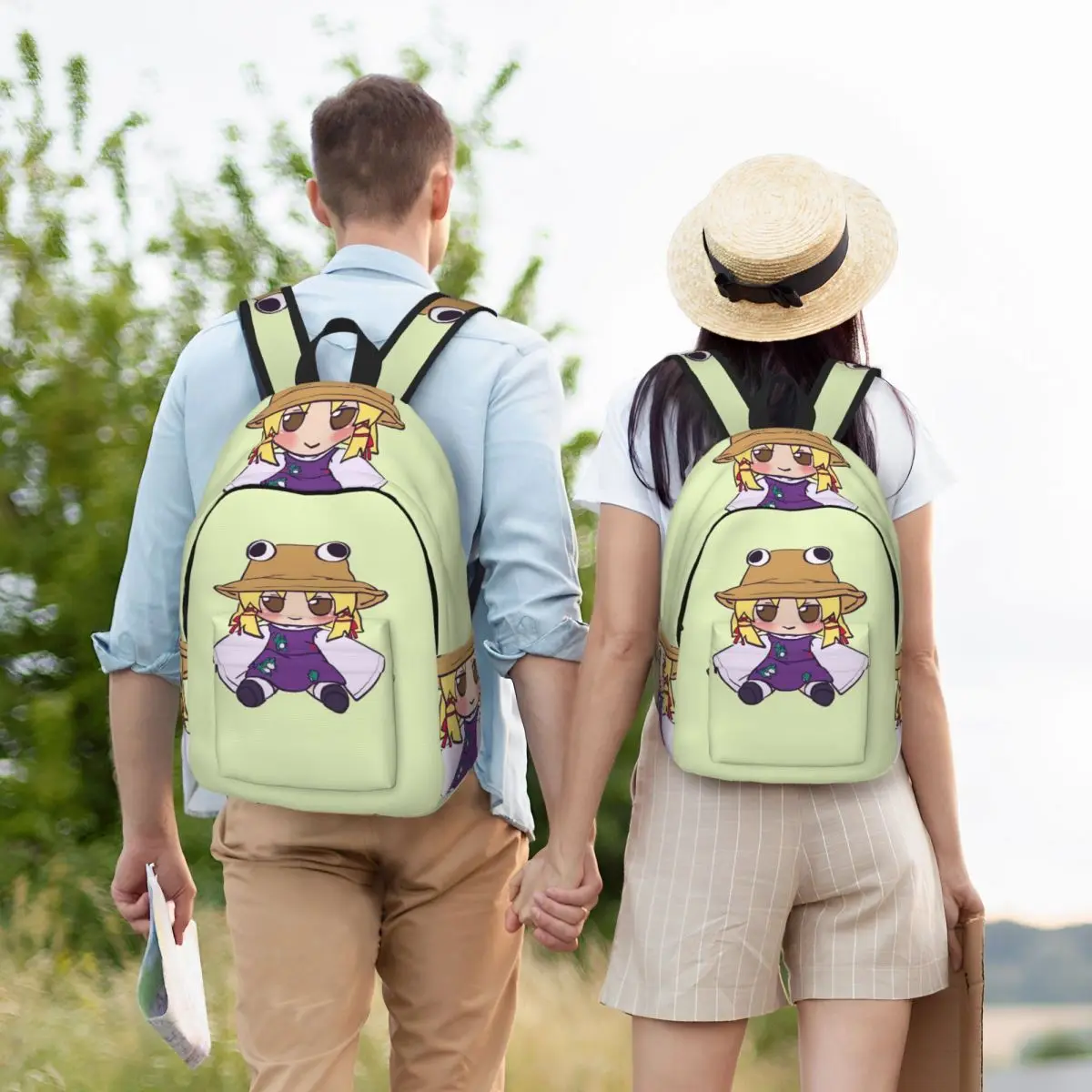 I Draw Suwako Moriya Fumo Plush Touhou Memes Student Backpack School Bag Hiking Travel Daypack Fashion Bookbag Shoulder Bags
