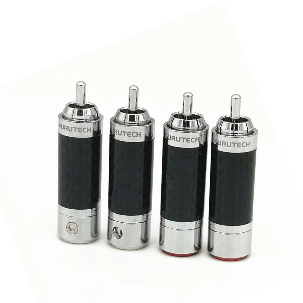 High-End Grade FURUTECH CF-102(R) Carbon Fiber  RCA Plug Audio Cable Connector RCA Solderles Self-Locking Terminal