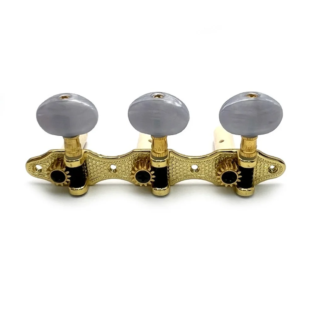 White Pearl Oval Handle Classical Guitar Tuners 100mm 3+3 Set 1:14 Gear Ratio for Accurate Nylon String Instrument Tuning