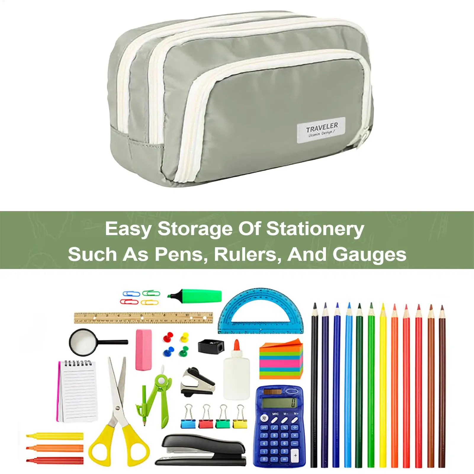 A Large-capacity Multi-layer Pencil Case, A Simple Multi-purpose Student Stationery Box And Makeup Storage Bag