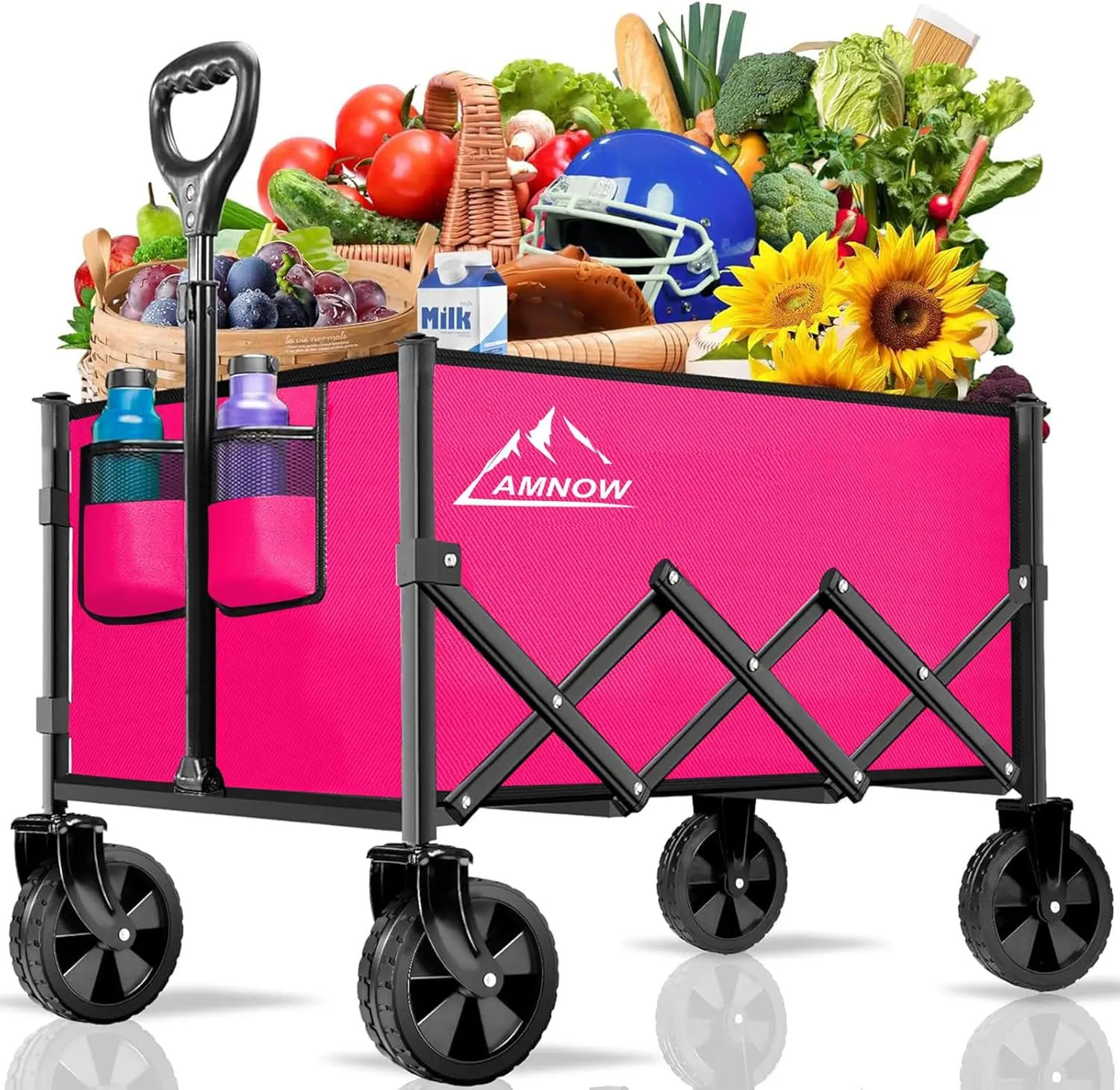 

Collapsible Folding Wagon Cart 350LBS Utility Large Capacity Cart Foldable Wagon with All Terrain Wheels Grocery Wagons Carts fo