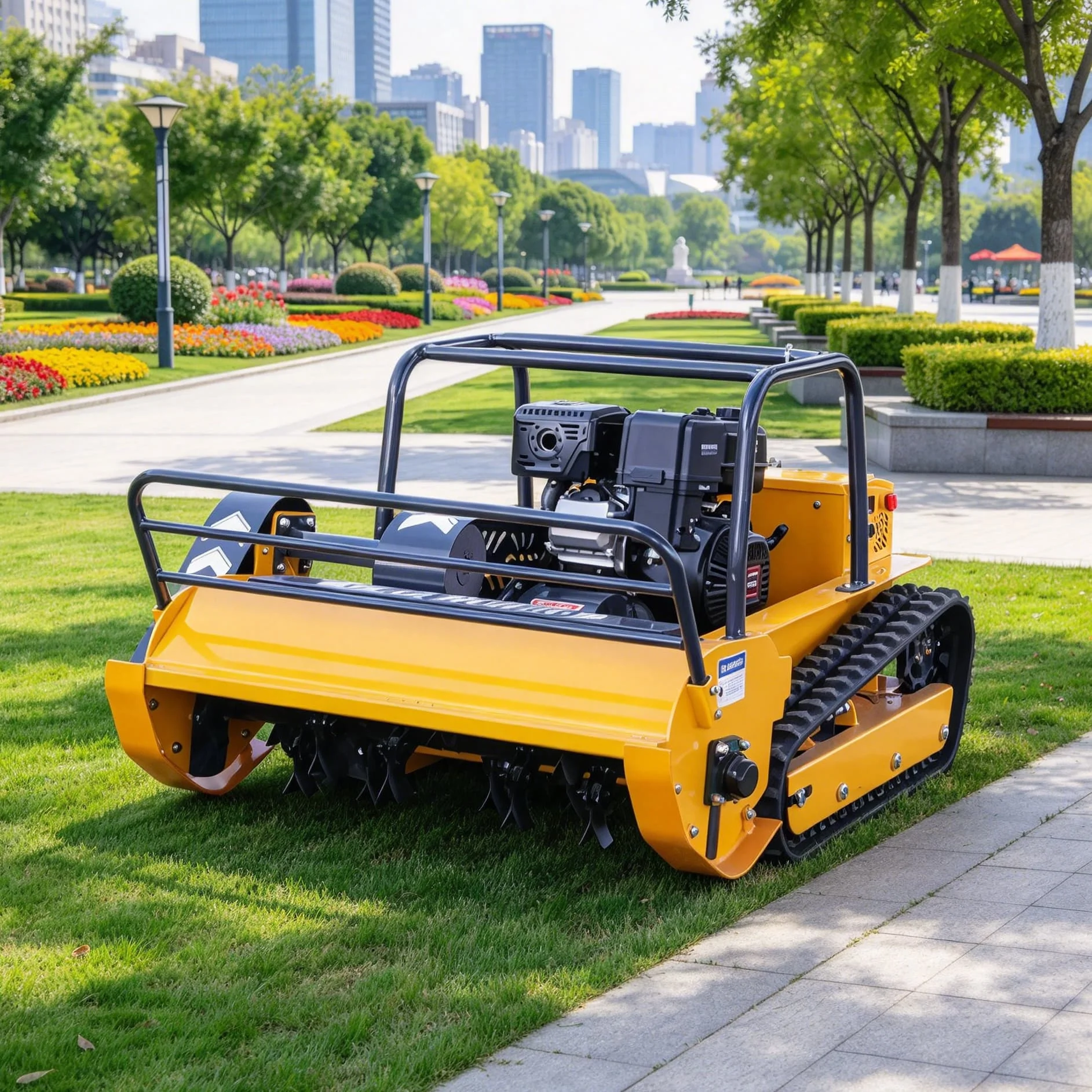 Customized shrub land robot mower cordless flail mower with thickened blade set, excellent effect on wild bush and thick grass