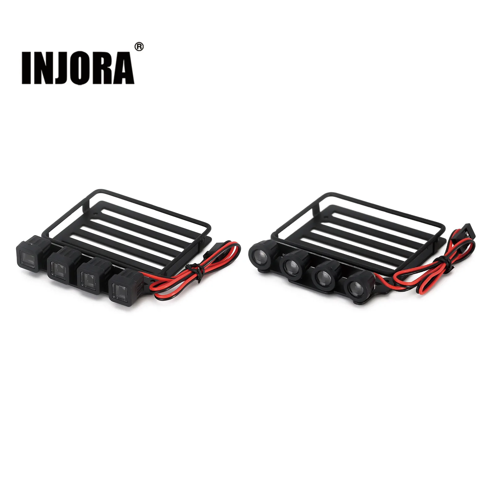 INJORA Luggage Carrier Roof Rack With Spotlights For 1/24 RC Crawler Axial SCX24 Jeep Gladiator AXI00005