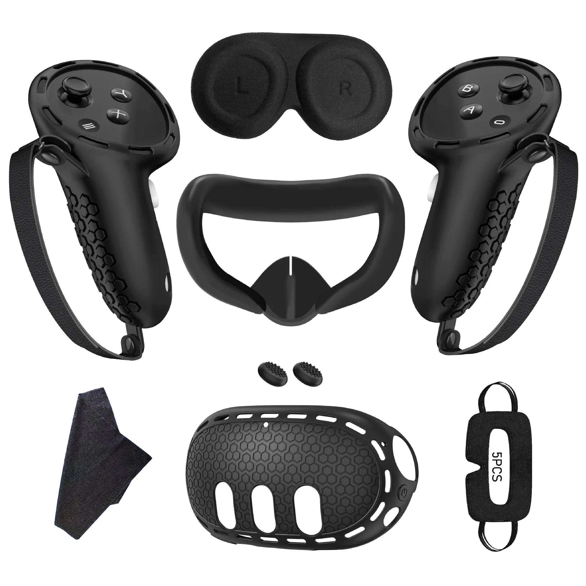 For Meta Quest3 Silicone Protective Cover 7Piece Grip Protective Cover Shade Silicone Mask Lens Cover Rocker Cap Mainframe Cover