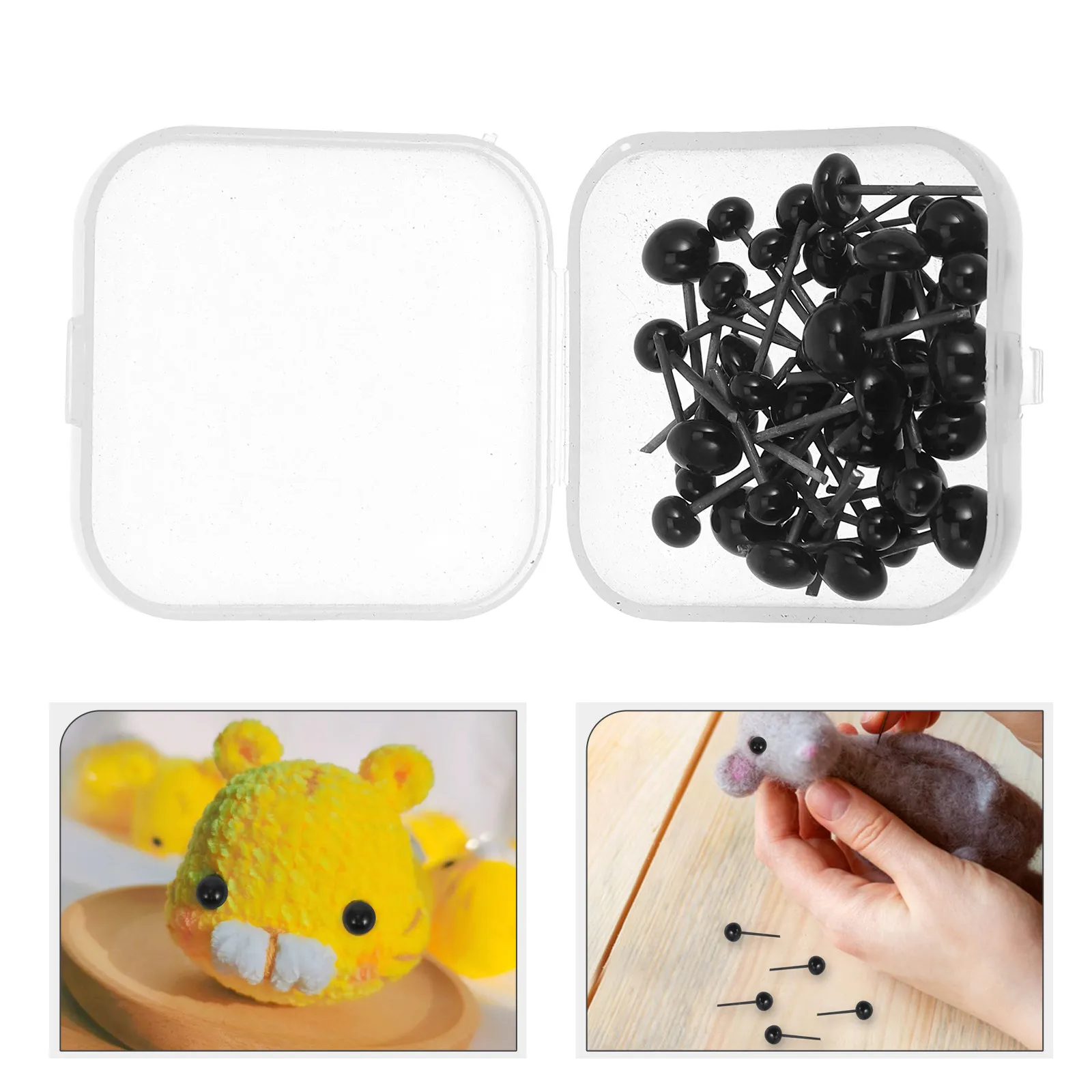 50Pcs Black Plastic Safety Realism Round Balls 2 3 4 5 6Mm for Crochet Animals Sewing Needle Felting Crafts
