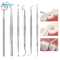 6pcs Dental Cleaning Tools Set Mouth Mirror Stainless Steel Tweezers Elbow Probe Dentists Instrument Teeth Whitening Dentistry