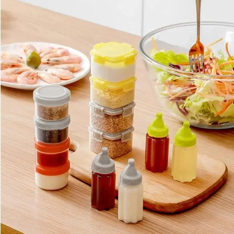 Small Portable Sauce Squeeze Bottle Thickened Plastic Squeeze Bottle Sauce Pot Sub-Packaging Bottle Sauce Squeeze Pot Oil Set
