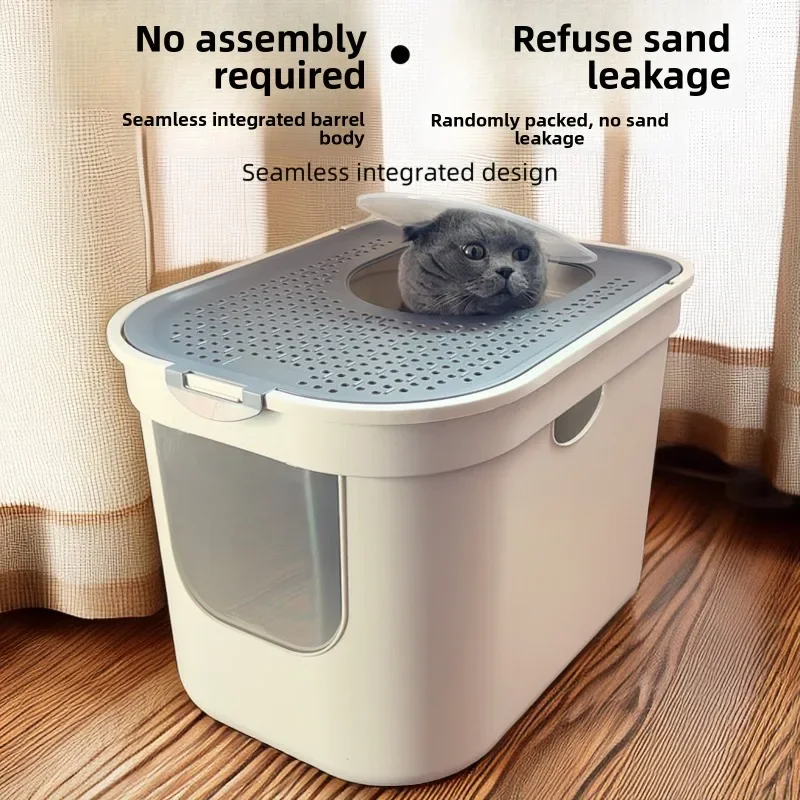 Ultra Large Fully Enclosed Odor Control Top Entry Cat Litter Box Outdoor Splash Proof Toilet Cat Supplies Pet Supplies Pet Cat