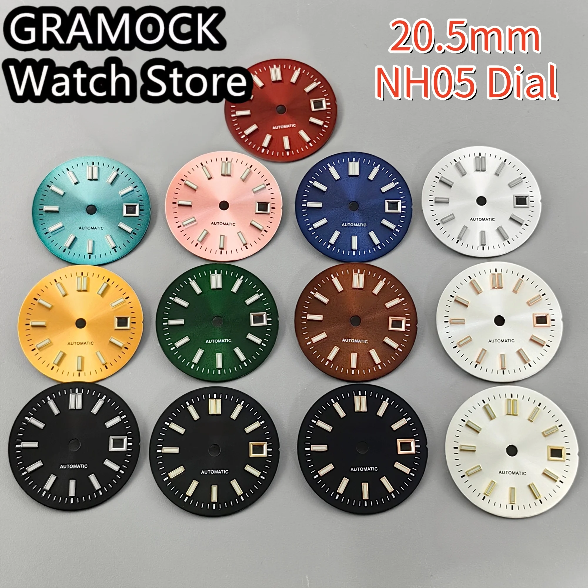 20.5MM Silver Gold Rose Stick Number Sunburst NH05 Watch Dial Lady Mechanical Watch Modified Parts Fit 26mm 28mm NH05 NH06 Watch