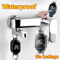 Black Bathroom Led Display 0℃~99℃ Home Water Shower Thermometer Water Accurate Temperature Measurement Meter Bathroom