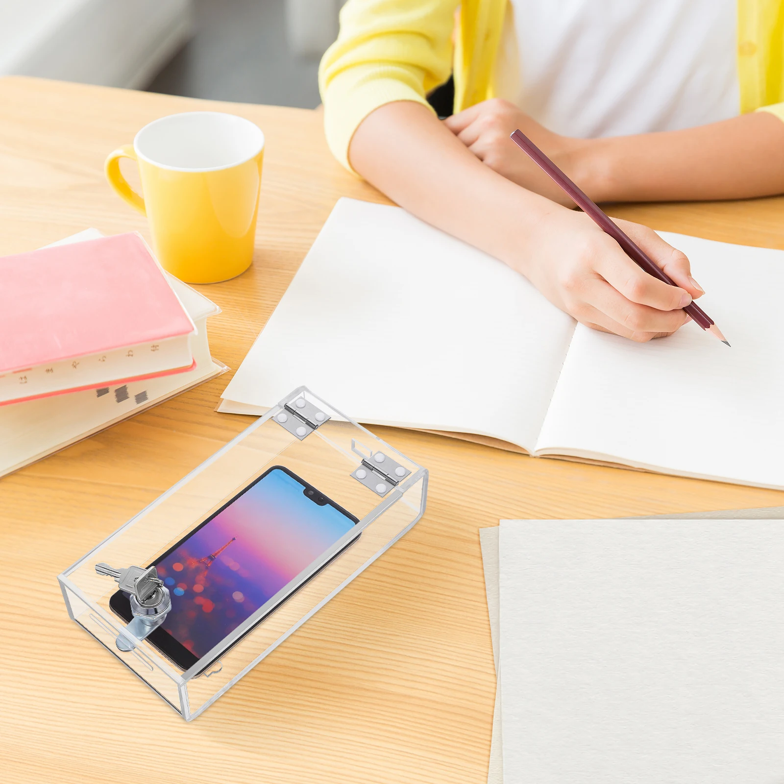 Strong Transparent Phone Lock Box for Adults Cell Phone Cage with Ventilation Holes for Study Work Time