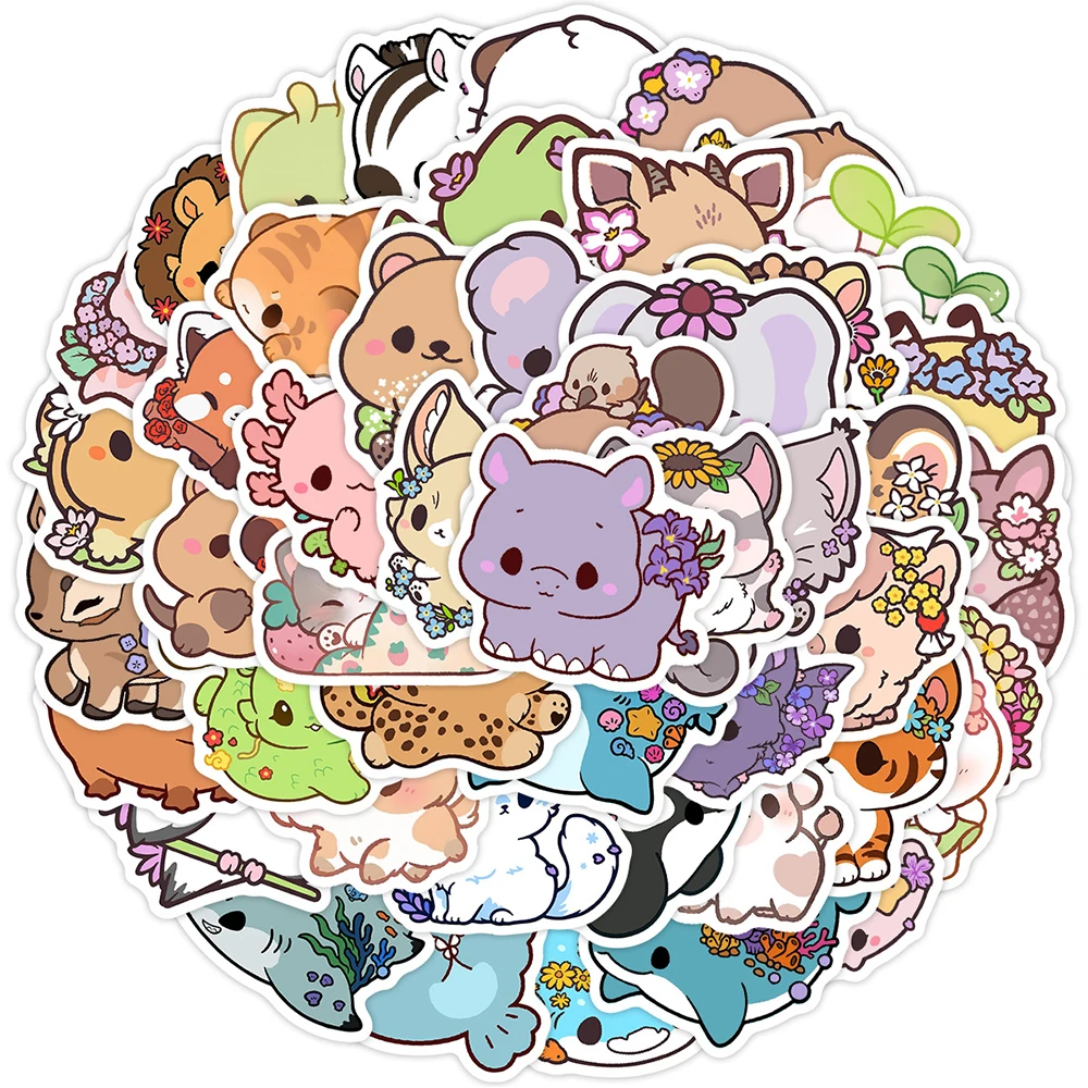 10/30/50 قطعة لطيف الكرتون الحيوان ملصق الجمالية الزخرفية الهاتف جدار سجل القصاصات مقاوم للماء الكرتون ملصق للأطفال اللعب الهدايا #2