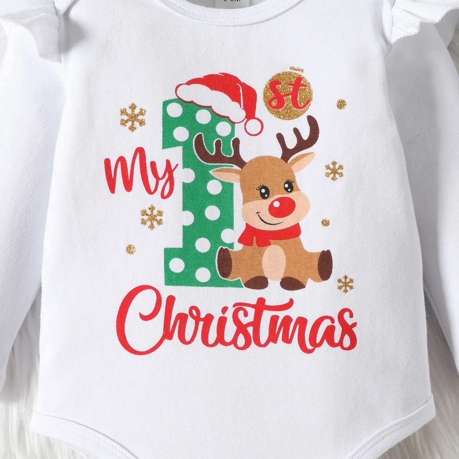 Prowow My First Christmas Baby Girl Clothes Sets 4pcs Deer Romper+Skirts+Headband+Leg Warmer 2025 New Year Baby Girl Outfits