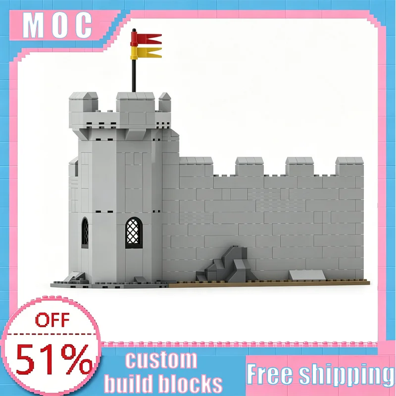 

560 PCS Medieval Town Castle Wall Expansion MOC Building Blocks Ancient Fortress Architecture Model DIY Assembly Birthday Gifts