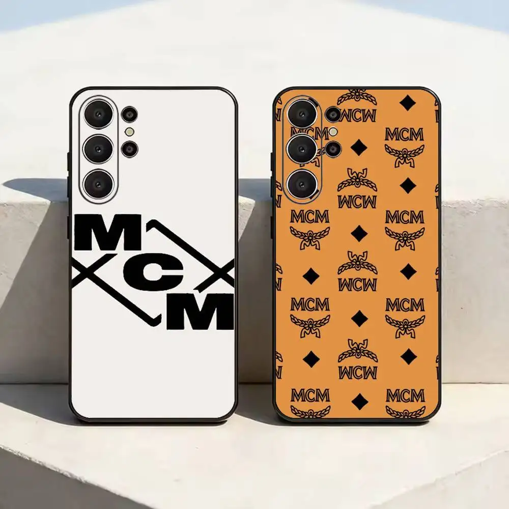 Luxury- brand M-mcmess Phone Case For Samsung S26,S24,S21,S22,Plus S23,S30,Ultra,S20,Fe,Black Soft Silicone