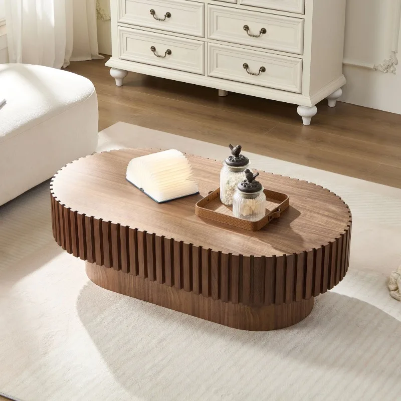 

Modern Brown Woven Rattan Coffee Table Oval Shaped Living Room Side Table Home Decor Furniture