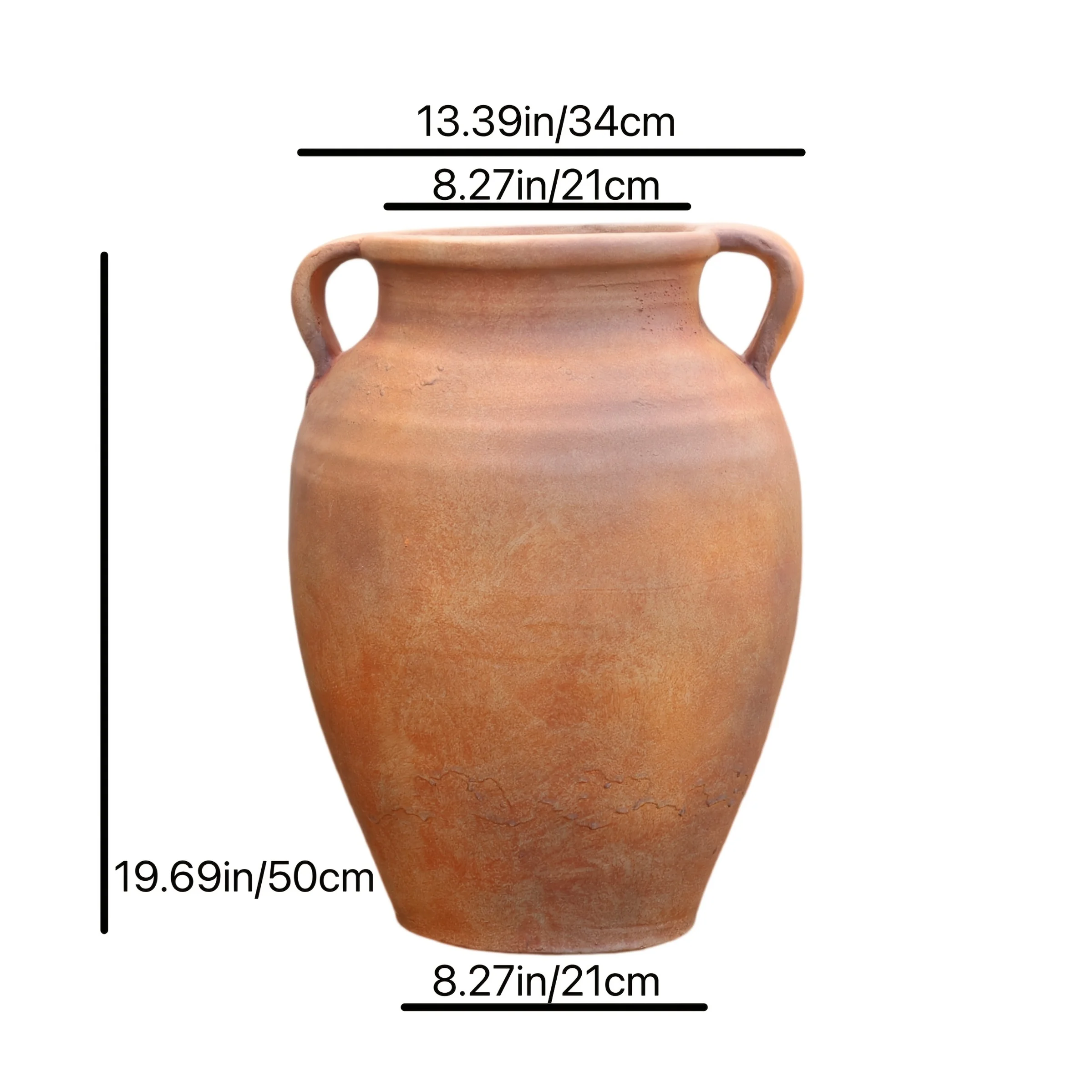 Outdoor Garden Vintage Double-handled Flower Pot Courtyard Lightweight Breathable Vintage Distressed Floor-standing Home Decor