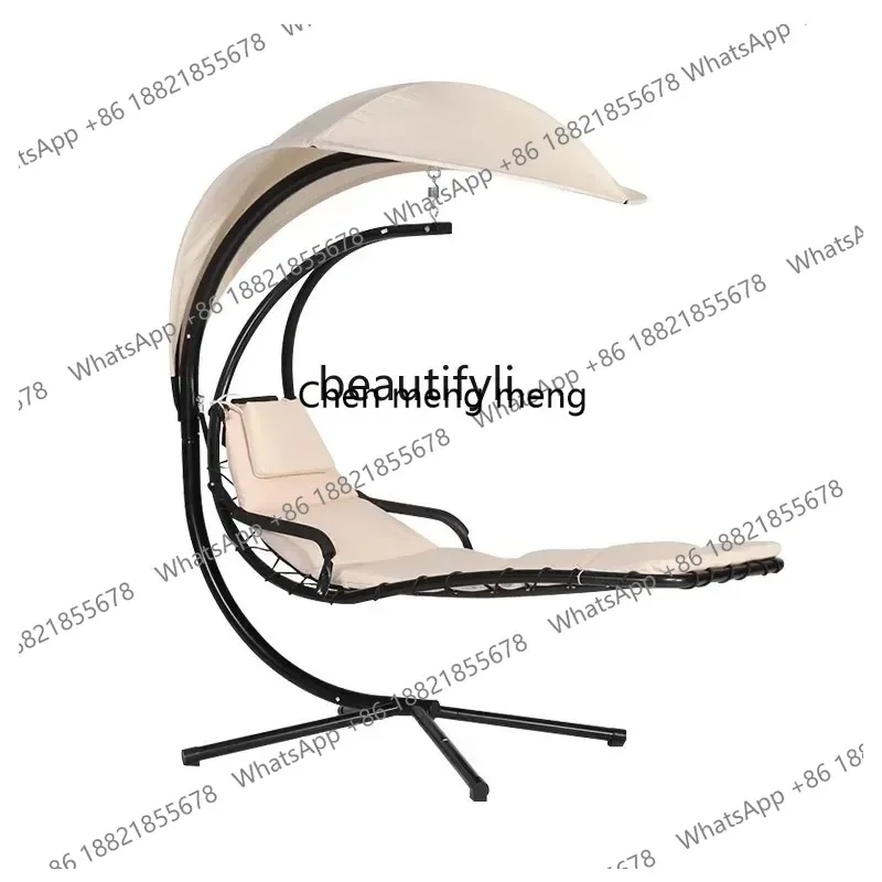 lhy 26 new Outdoor Roman hammock Recumbable courtyard Single swing chair Outdoor wrought iron lazy bed Balcony hanging chair ss