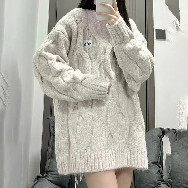 Chic Twist Pullover maglione donna abbigliamento esterno autunno inverno nuova moda sciolto manica lunga tutto-fiammifero coppia Top morbido maglieria cerosa