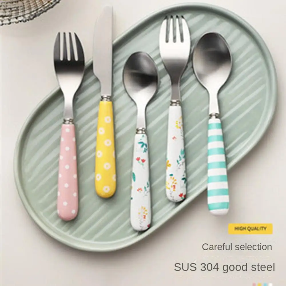 Portable Spoon Creative Idea Lovable Stainless Steel Spoon Body Forging Baby Tableware A Variety Of Color Optional Dinner Set