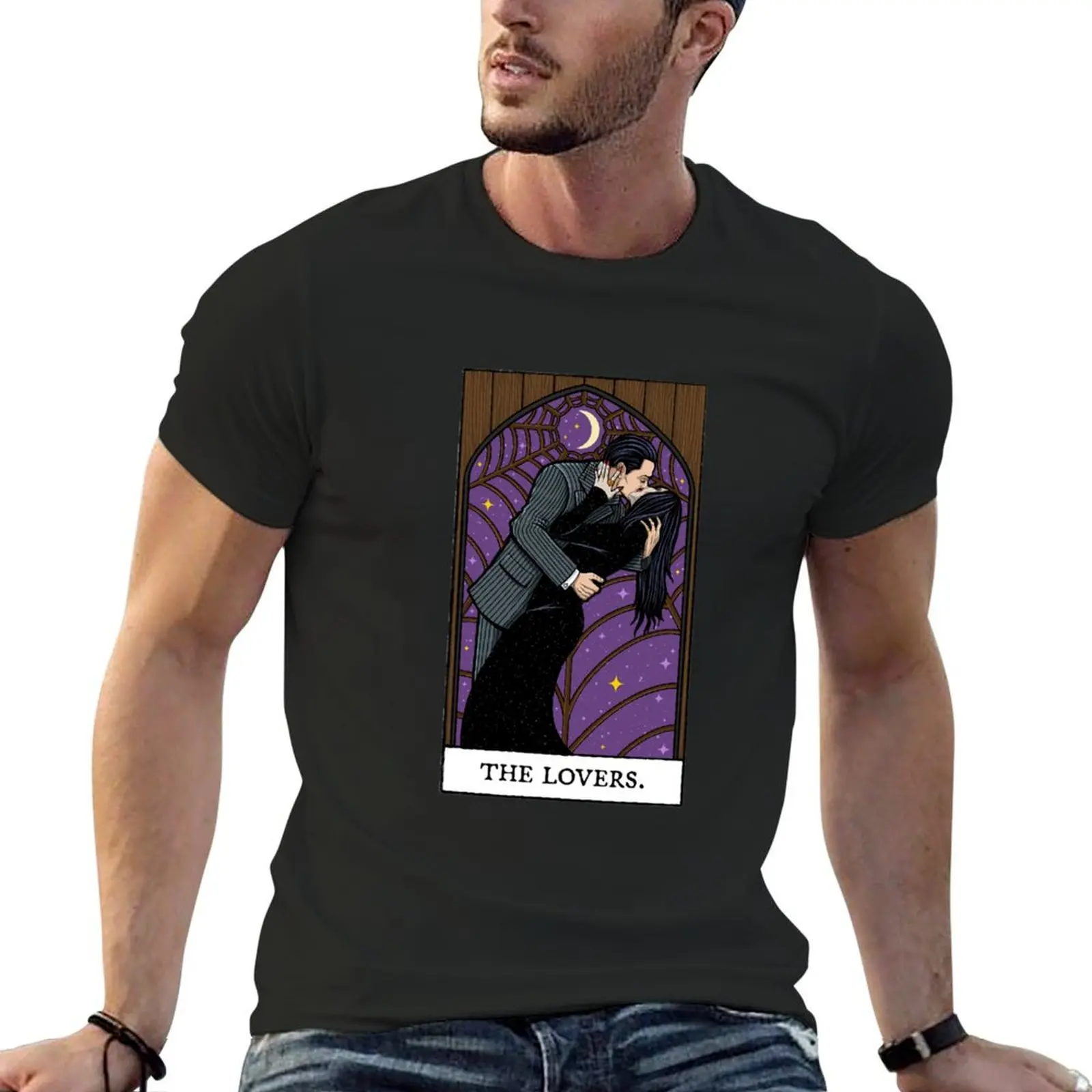 Gomez Addams Halloween Spooky Fictitious Structure Leader Family Love The Lovers Tarot Card Gifts Fo T-Shirt